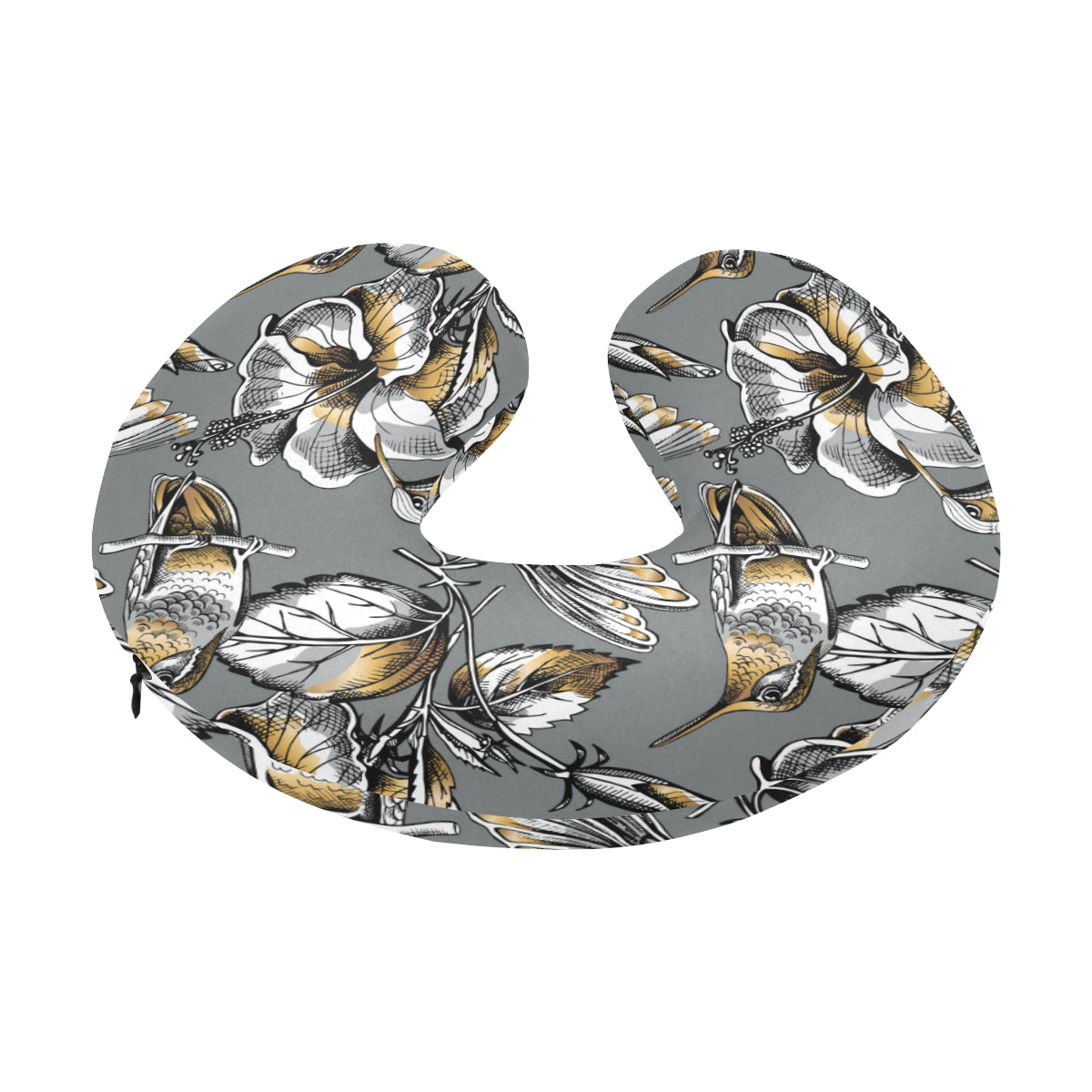 Hummingbird Pattern Print Design 02 U-Shaped Travel Neck Pillow