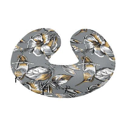 Hummingbird Pattern Print Design 02 U-Shaped Travel Neck Pillow