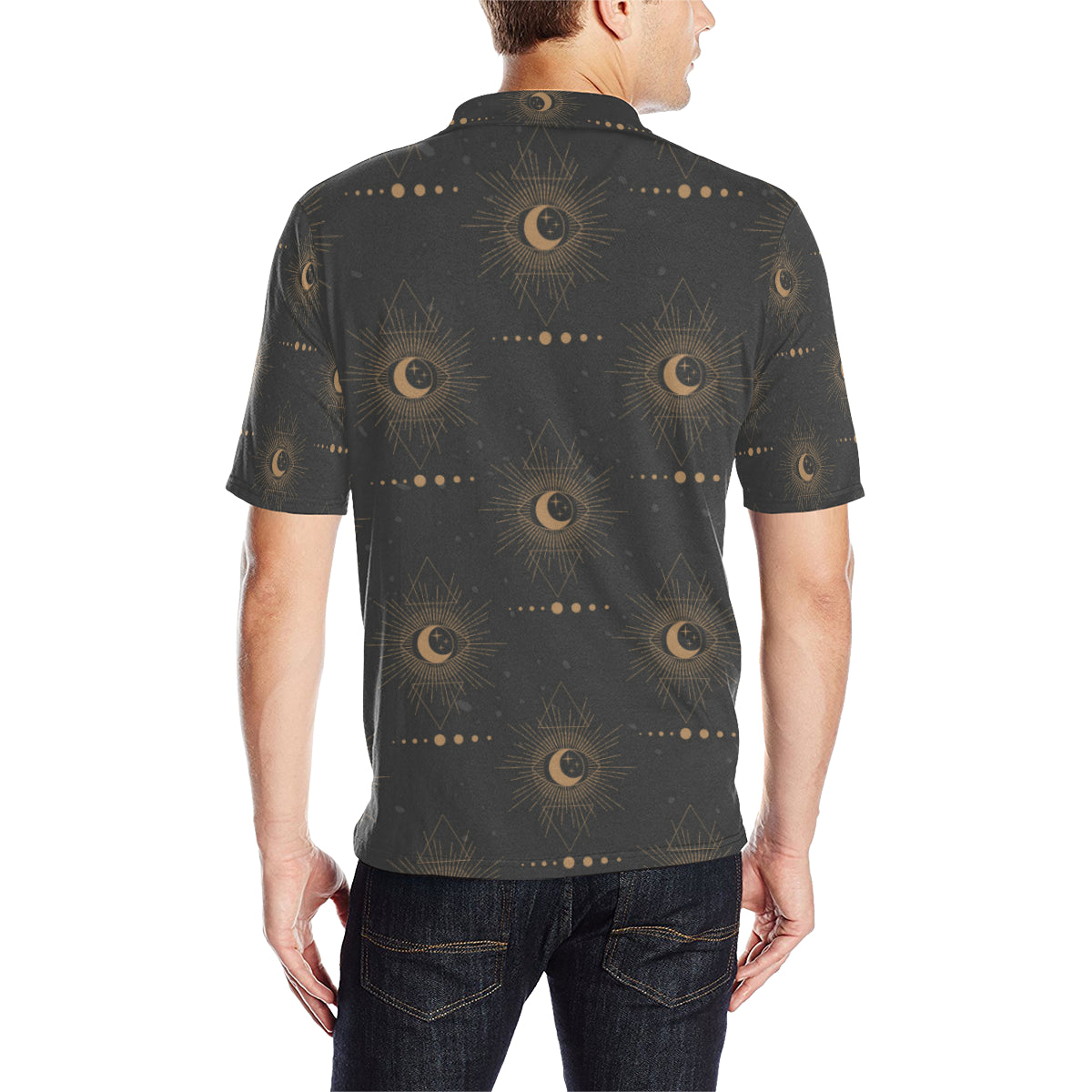 Moon Boho Pattern Print Design 02 Men Polo Shirt