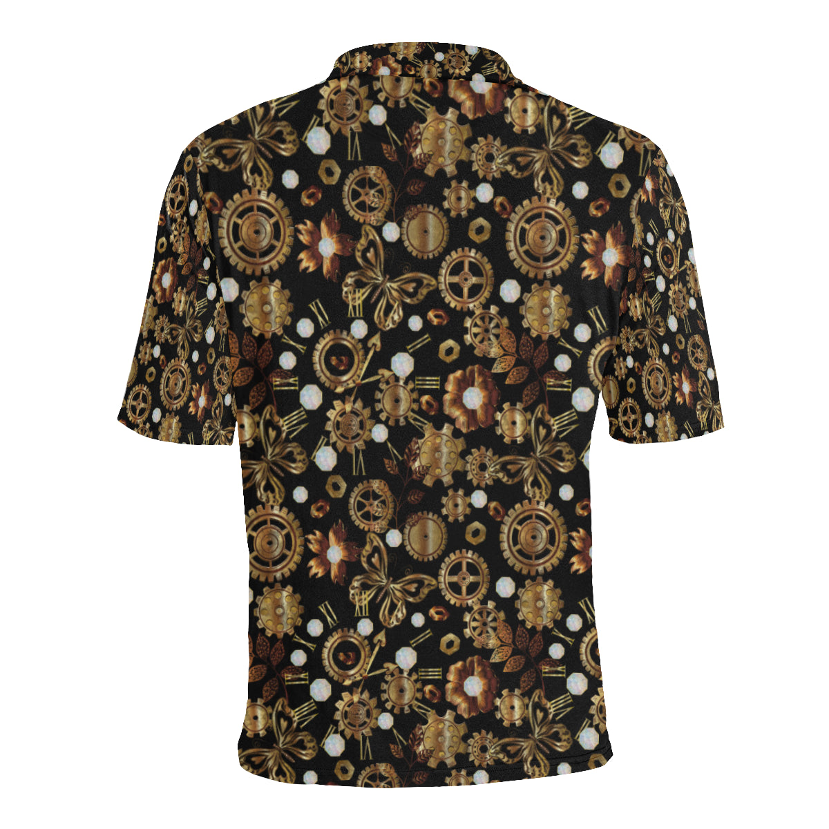 Steampunk Butterfly Design Themed Print Men Polo Shirt