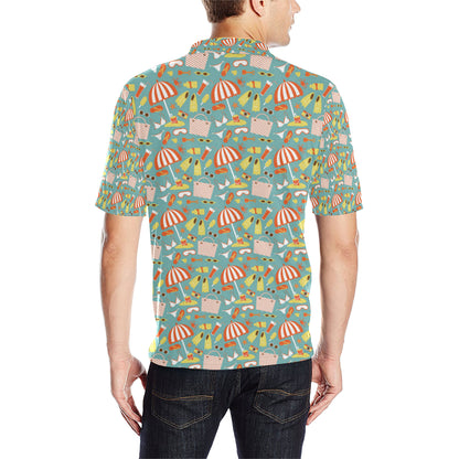 Beach Scene Pattern Print Design 02 Men Polo Shirt