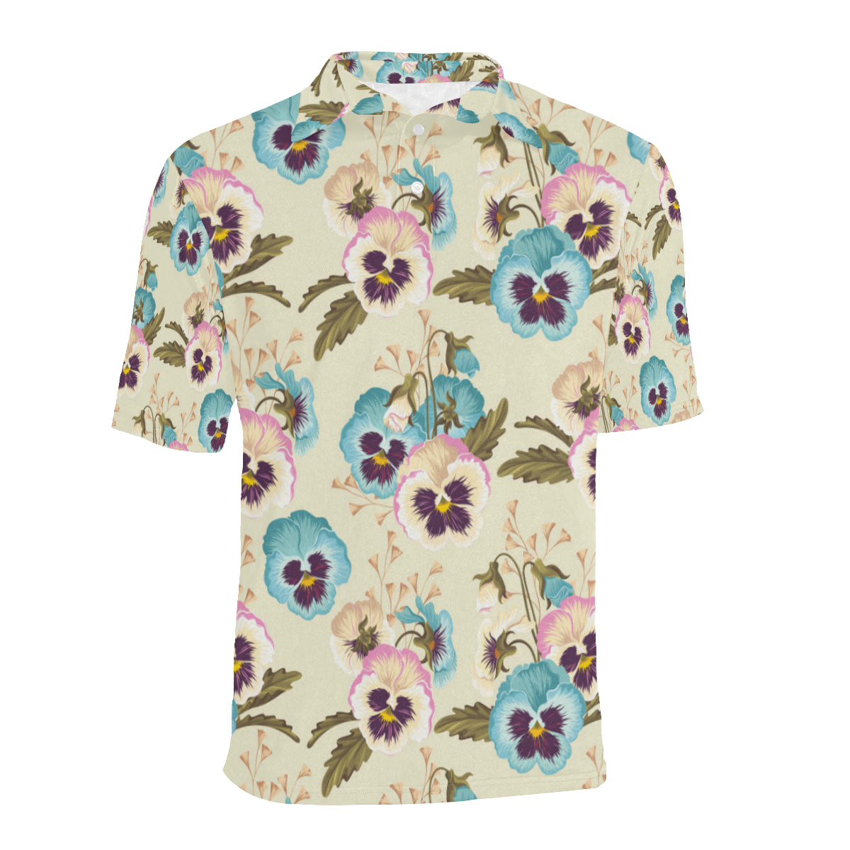 Pansy Pattern Print Design A02 Men Polo Shirt