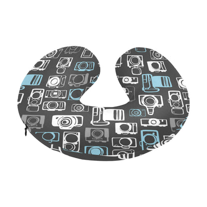 Camera Pattern Print Design 04 U-Shaped Travel Neck Pillow
