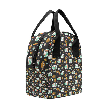 Camper marshmallow Camping Design Print Insulated Lunch Bag