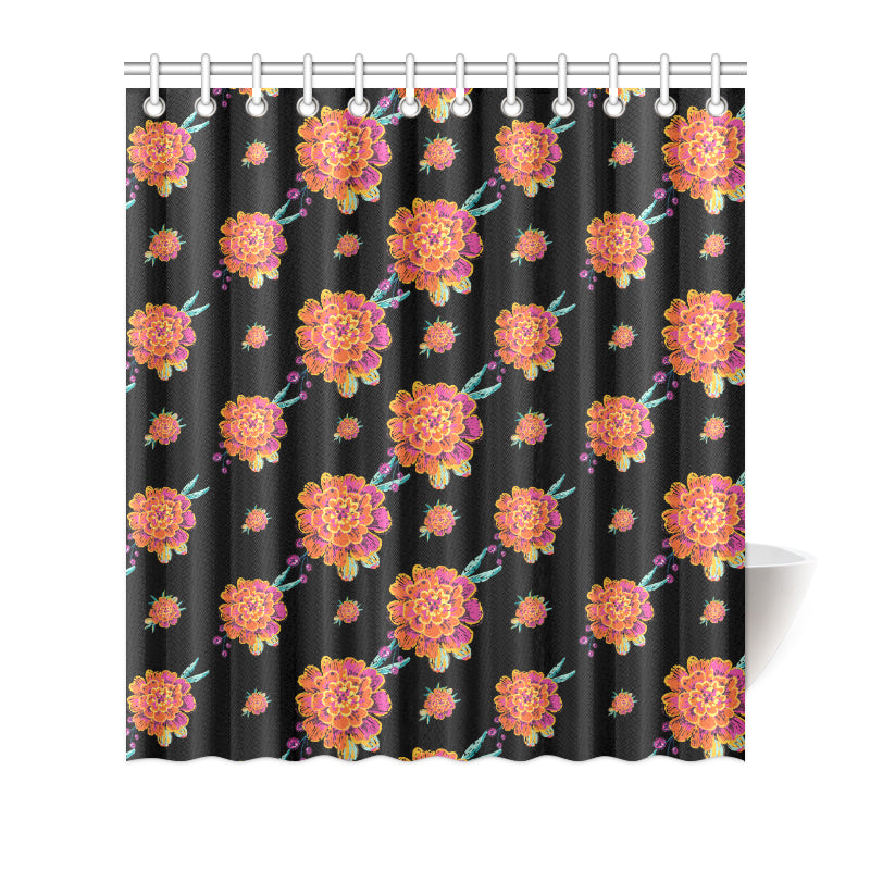Marigold Pattern Print Design 01 Shower Curtain