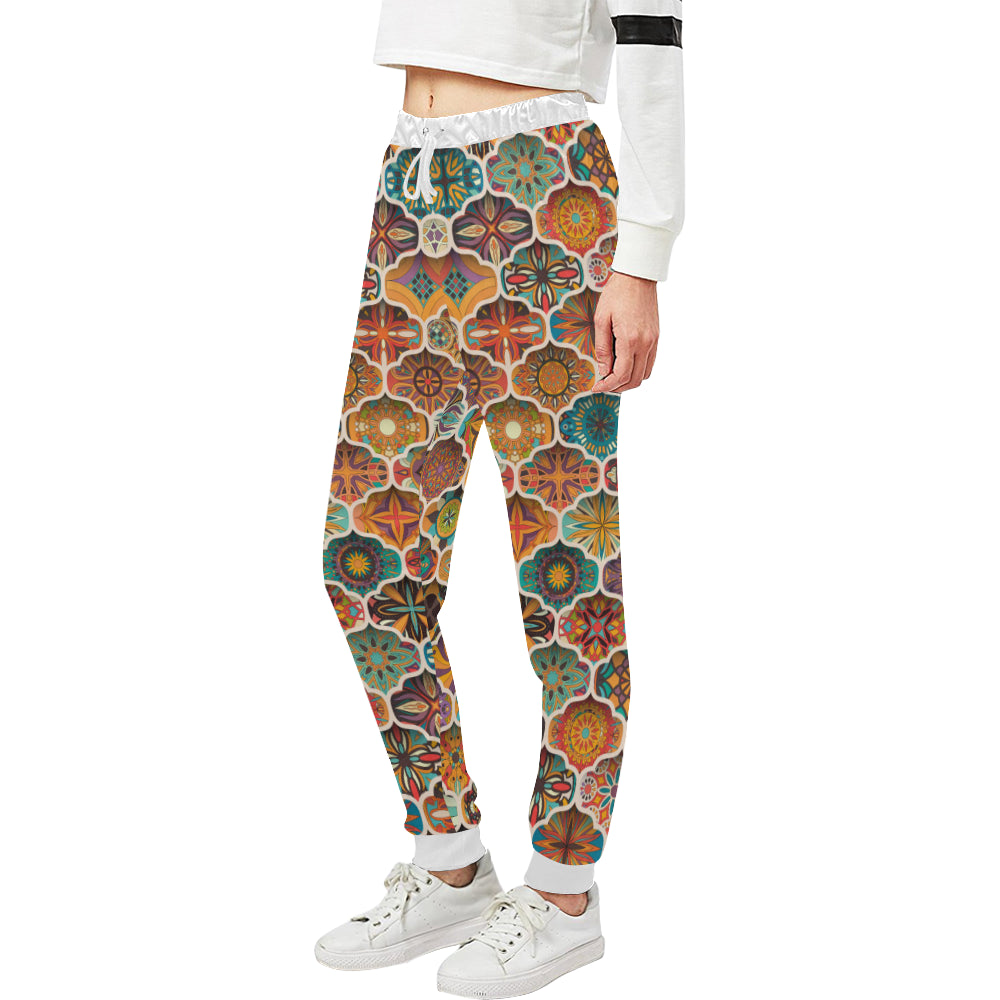 Mandala Mosaic Themed Design Print Unisex Sweatpants