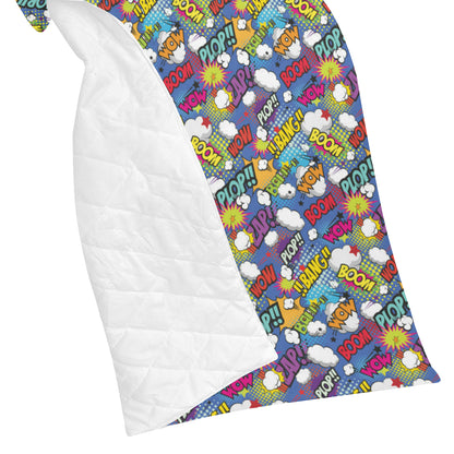 Comic Book Pattern Print Design 02 Premium Quilt