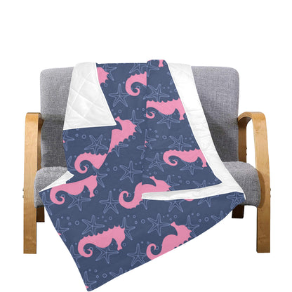 SeaHorse Pink Pattern Print Design 02 Premium Quilt