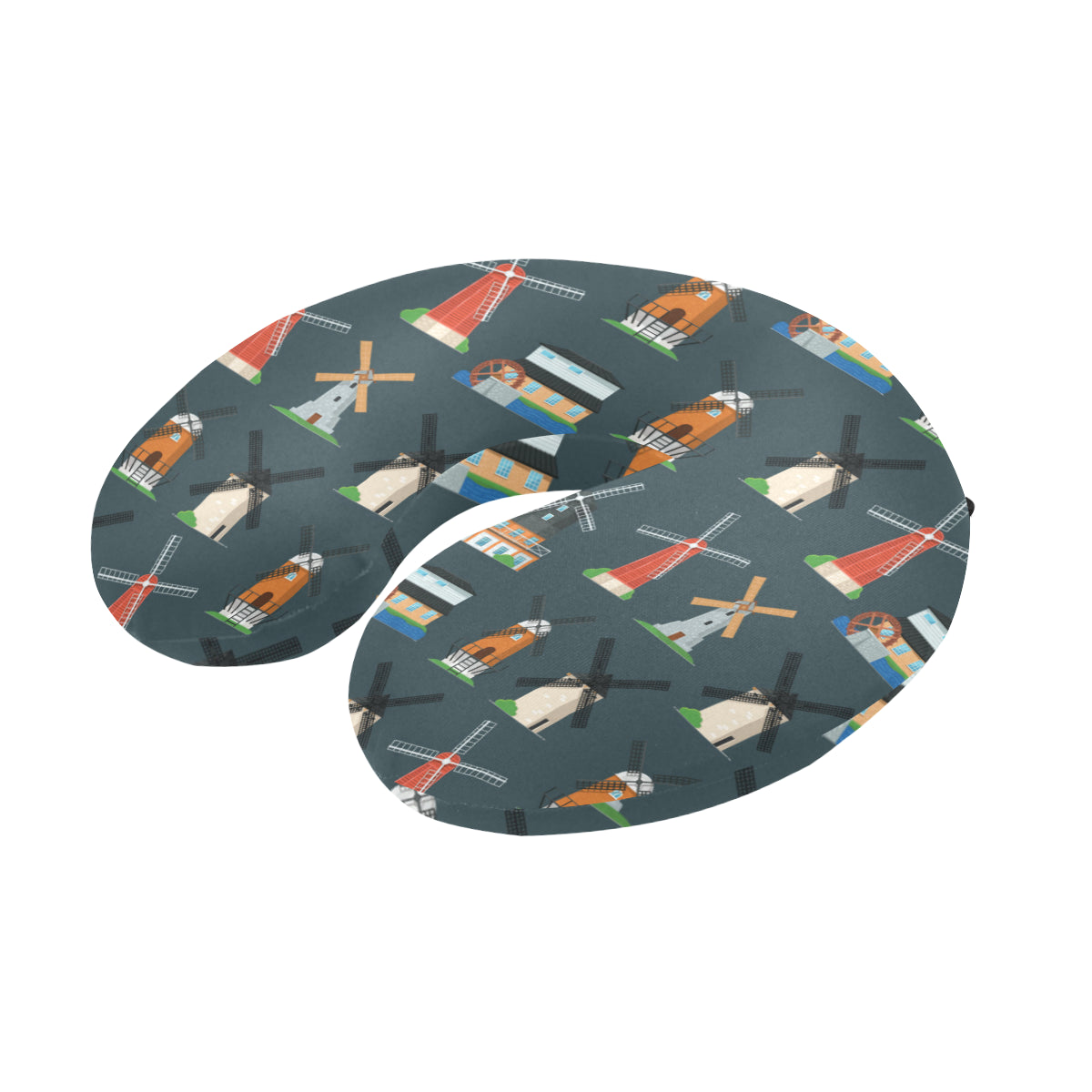 Windmill Pattern Print Design 04 U-Shaped Travel Neck Pillow