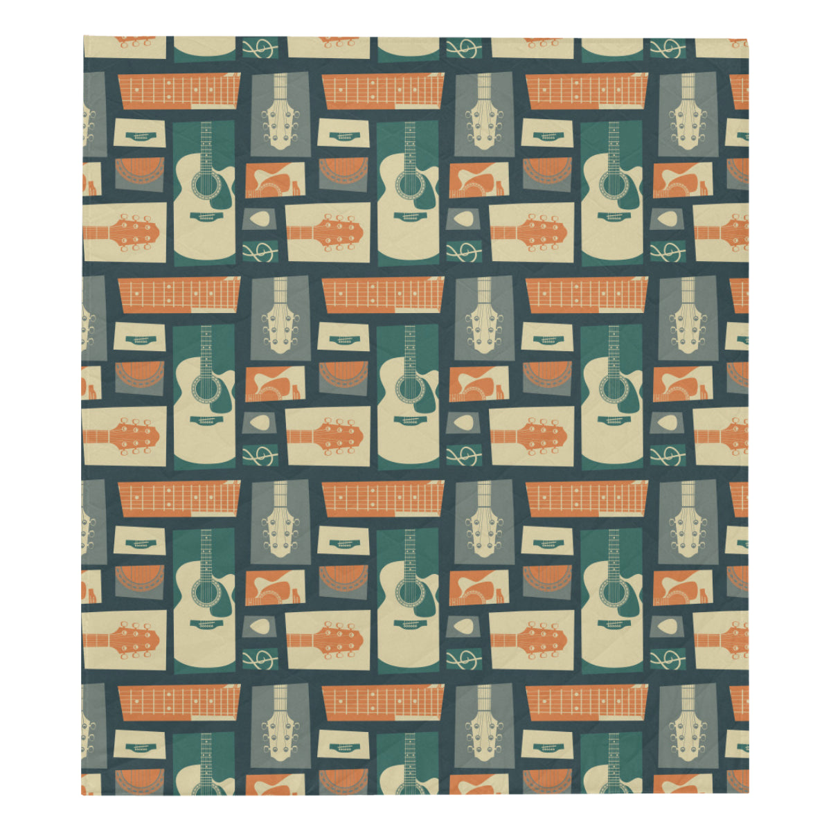 Acoustic Guitar Pattern Print Design 02 Premium Quilt