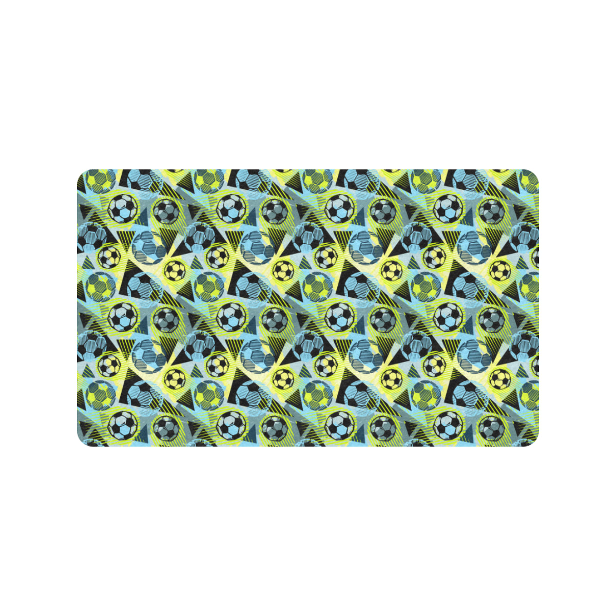 Soccer Ball Themed Print Design Rubber Doormat