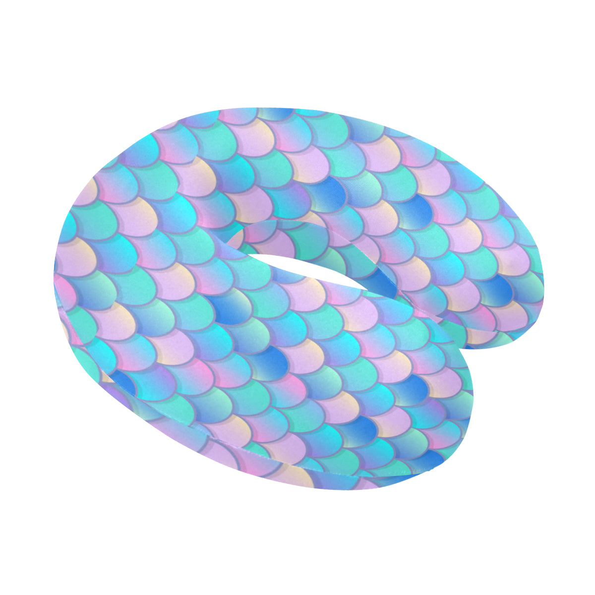 Mermaid Scales Pastel Pattern Print Design 07 U-Shaped Travel Neck Pillow