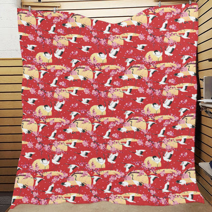 Crane Pattern Print Design 04 Premium Quilt