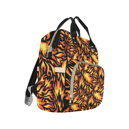 Flame Fire Design Pattern Diaper Bag Backpack