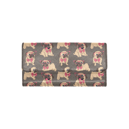 Pug Pattern Print Design A05 Women's Trifold Wallet