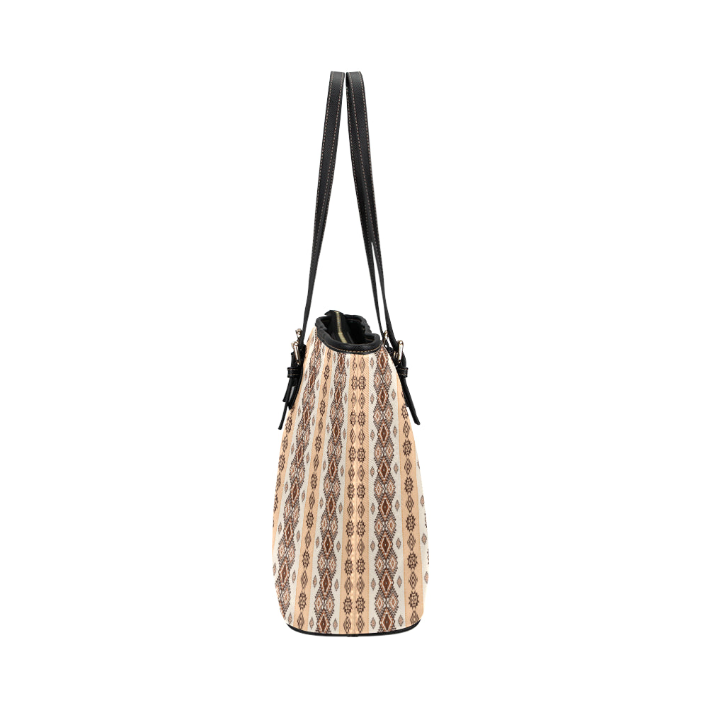 Native Classic Pattern Print Leather Tote Bag