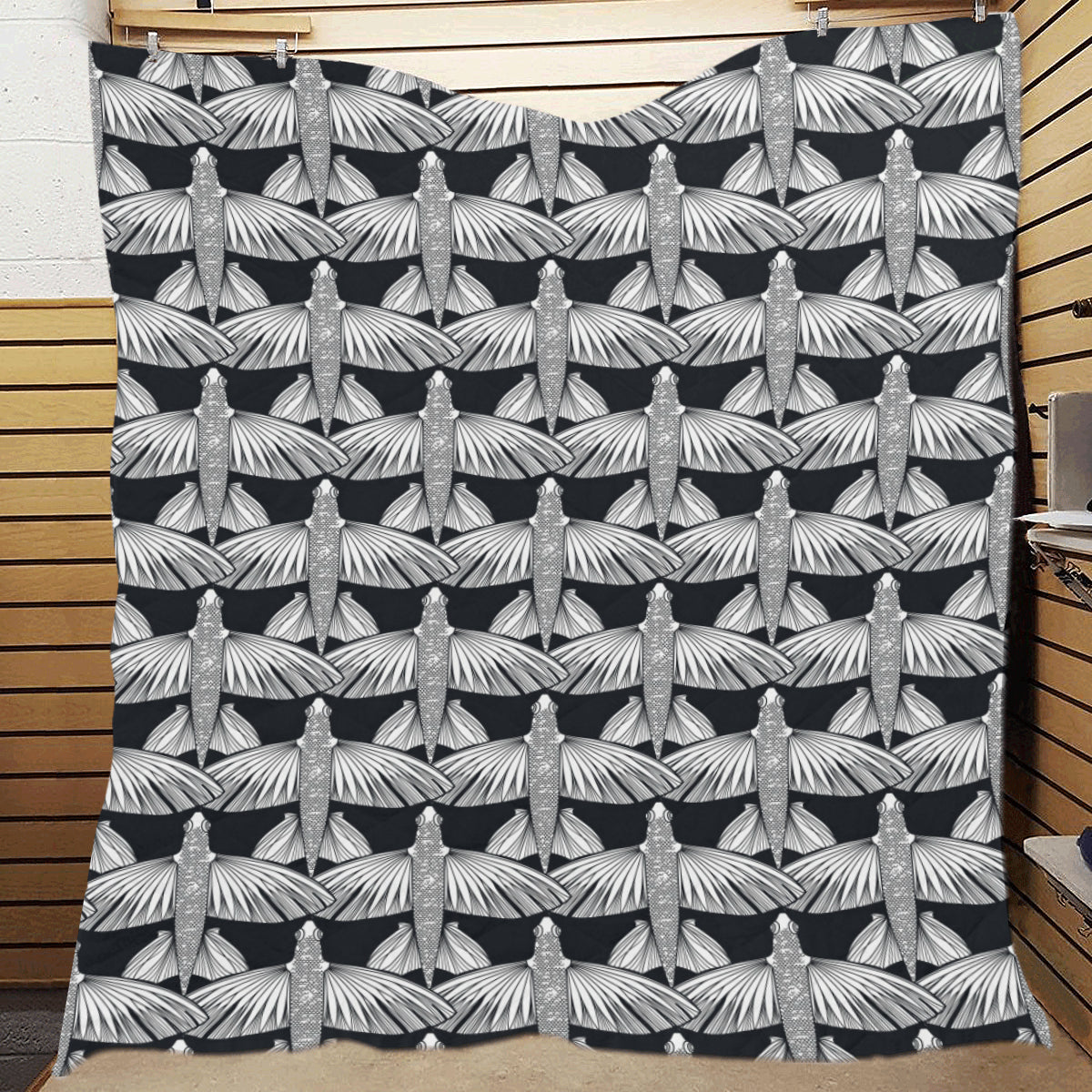 Flying Fish Pattern Print Design 03 Premium Quilt