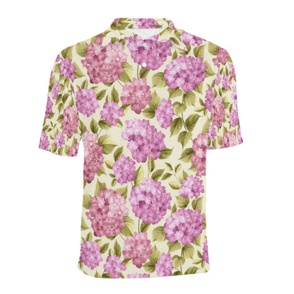 Hydrangea Pattern Print Design HD05 Men Polo Shirt