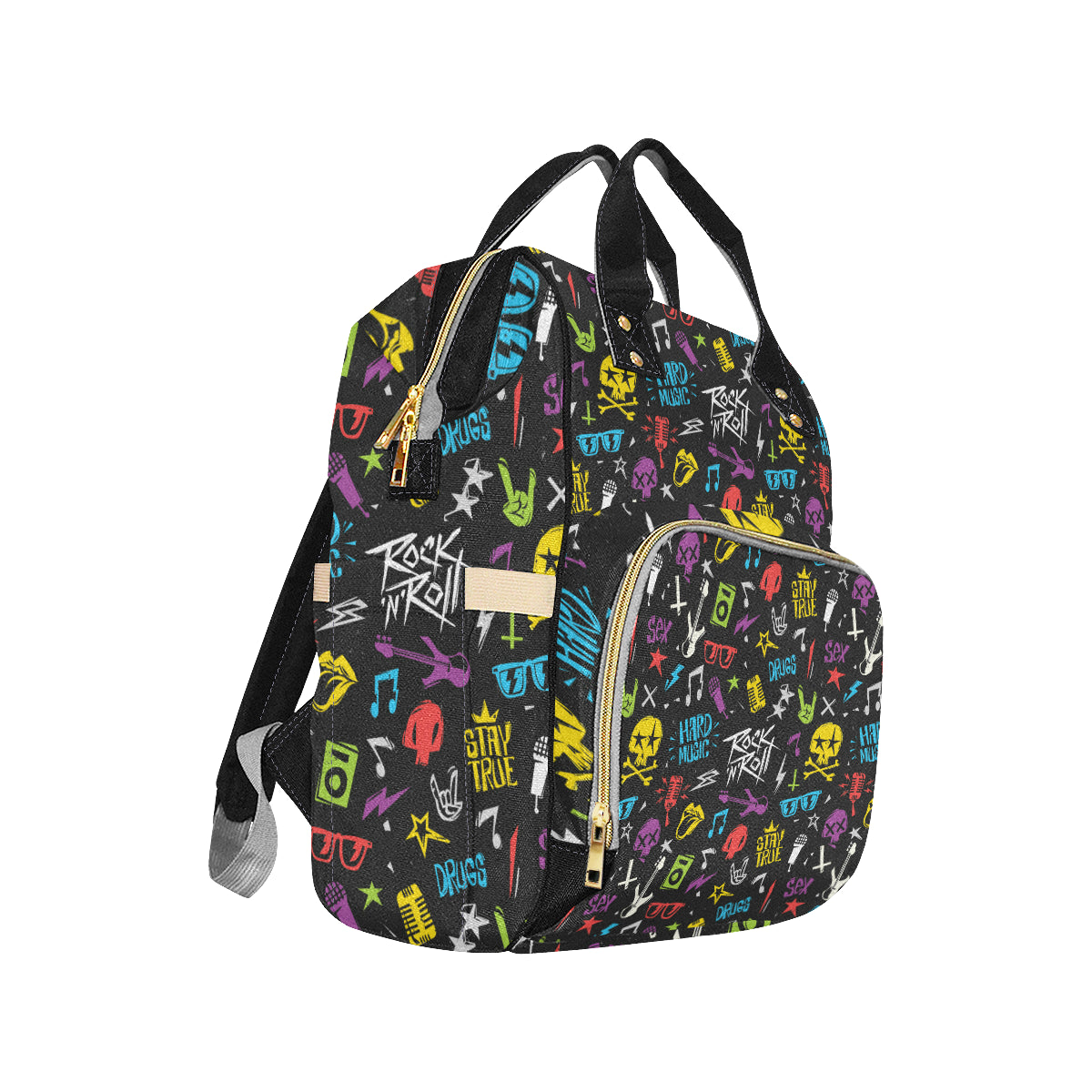 Rock and Roll Pattern Print Design A02 Diaper Bag Backpack