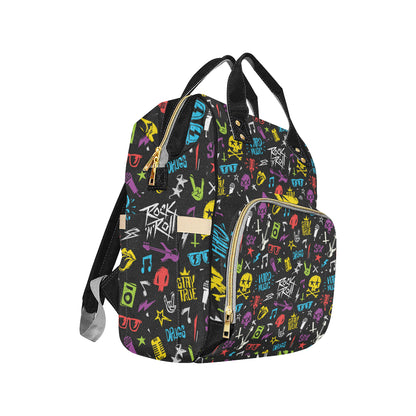Rock and Roll Pattern Print Design A02 Diaper Bag Backpack
