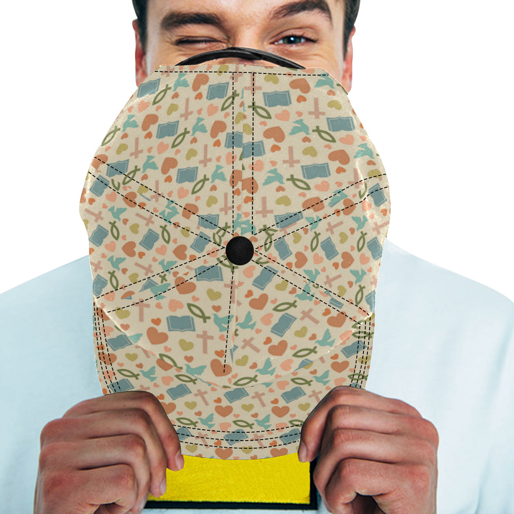 Christian Symbol Pattern Snapback Cap