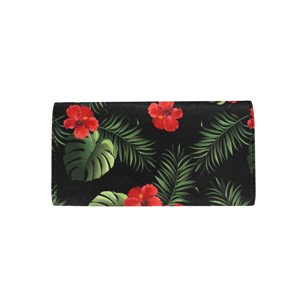Red Hibiscus Tropical Women's Trifold Wallet