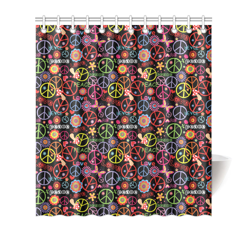 Peace Sign Colorful Design Print Shower Curtain