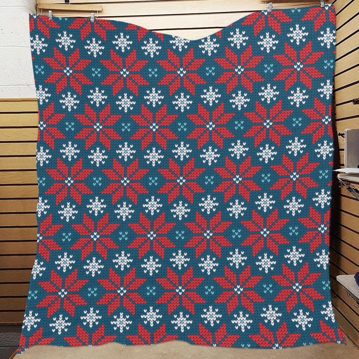Poinsettia Pattern Print Design A02 Premium Quilt
