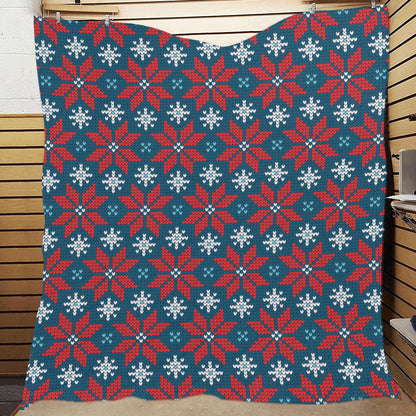 Poinsettia Pattern Print Design A02 Premium Quilt
