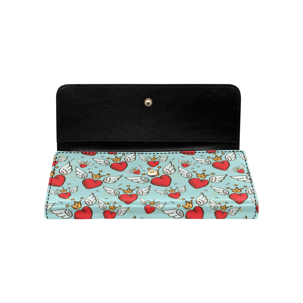 Angel Wings Heart Pattern Print Design 02 Women's Trifold Wallet