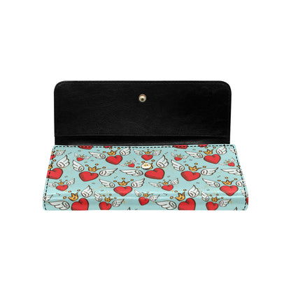 Angel Wings Heart Pattern Print Design 02 Women's Trifold Wallet