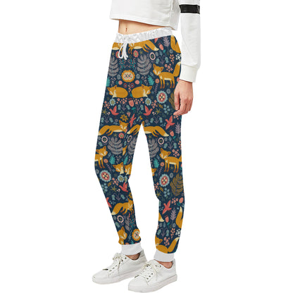 Fox Cute Jungle Print Pattern Unisex Sweatpants