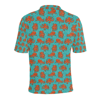 Octopus Cartoon Design Print Themed Men Polo Shirt