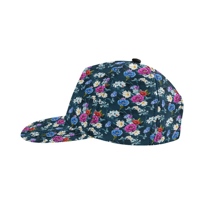 Floral Blue Themed Print Snapback Cap