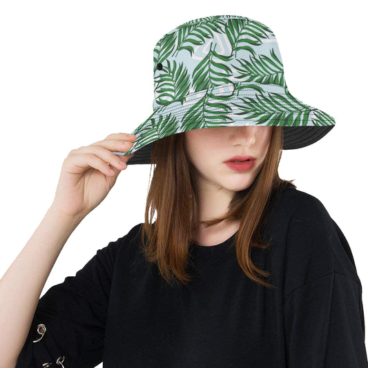 Palm Leaves Pattern Print Design PL06 Unisex Bucket Hat
