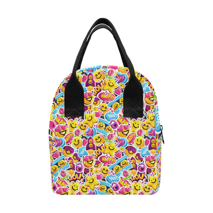 Emoji Sticker Print Pattern Insulated Lunch Bag