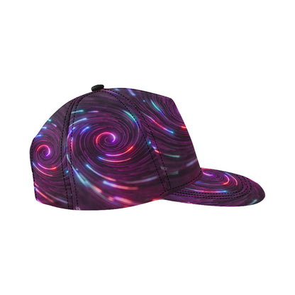 Vortex Twist Swirl Purple Neon Print Snapback Cap