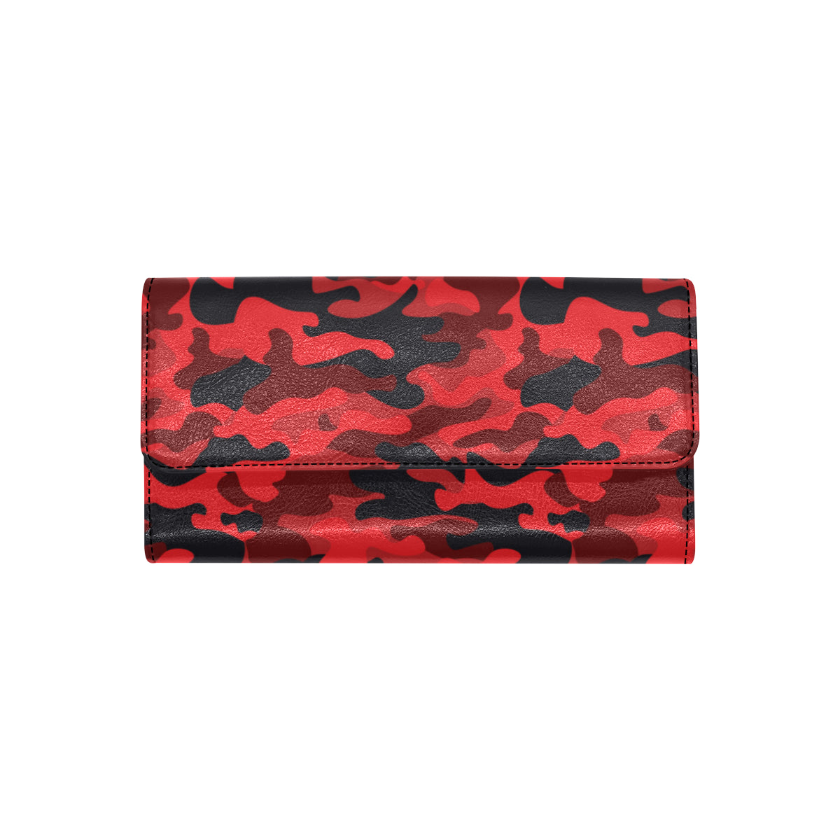 Camo Red Pattern Print Design 03 Women's Trifold Wallet