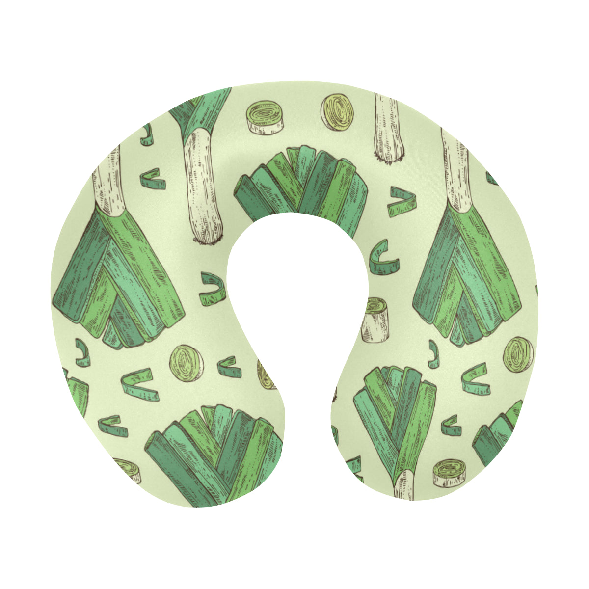 Leek Pattern Print Design 04 U-Shaped Travel Neck Pillow
