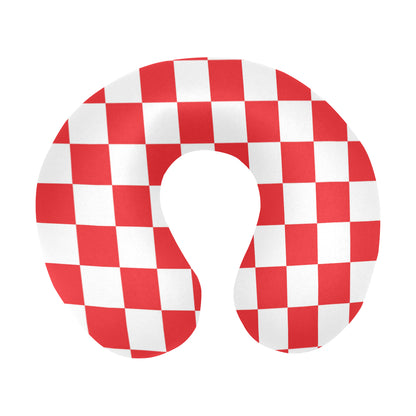 Checkered Red Pattern Print Design 04 U-Shaped Travel Neck Pillow