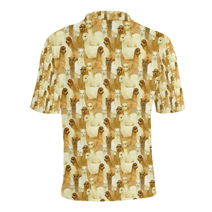 Alpaca Watercolor Design Themed Print Men Polo Shirt