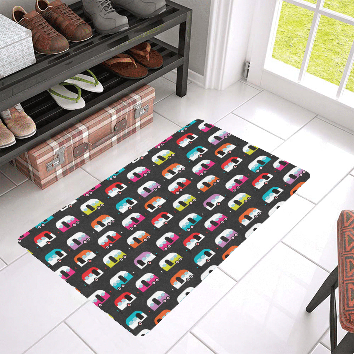Camper Caravan Pattern Rubber Doormat