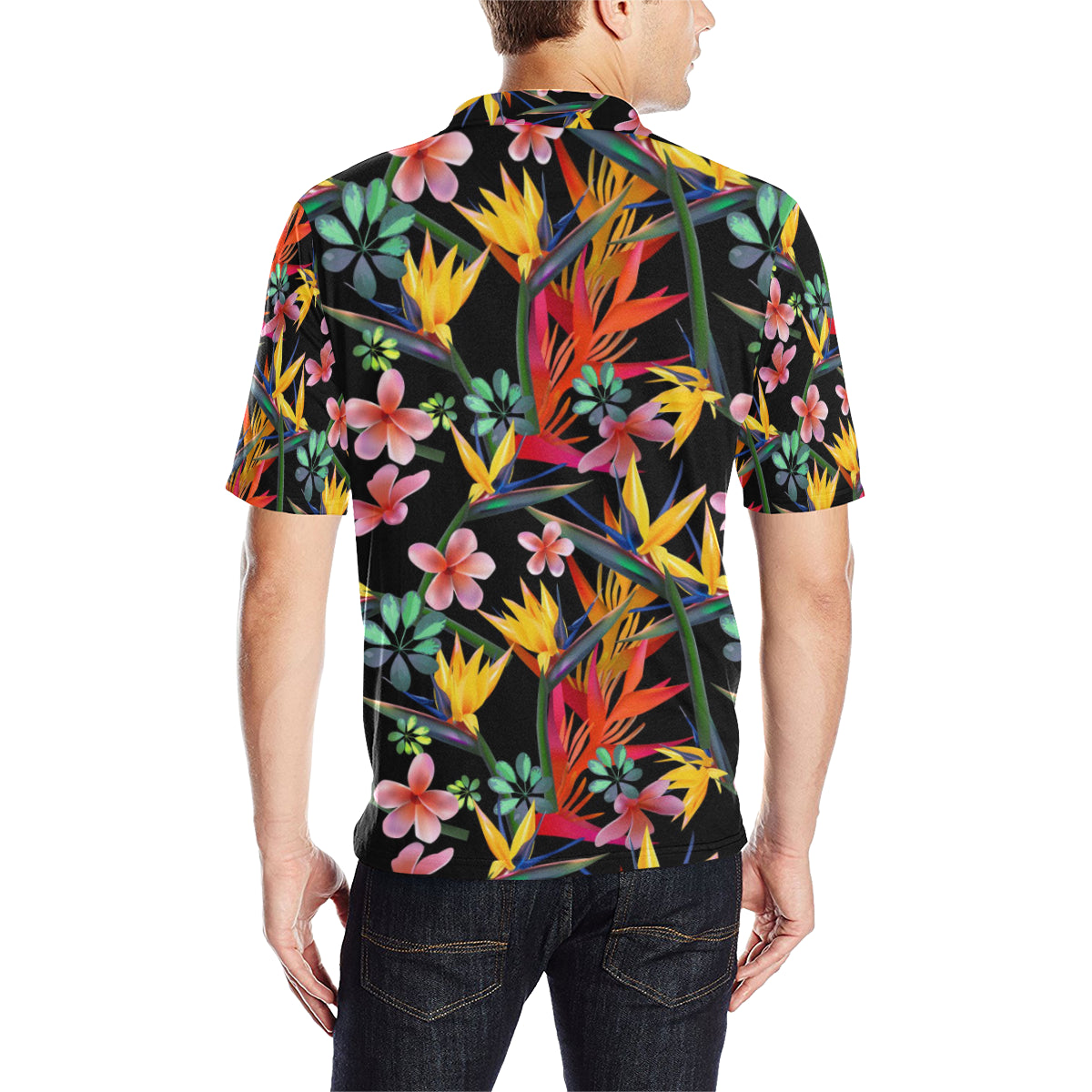 Tropical Flower Pattern Print Design TF015 Men Polo Shirt