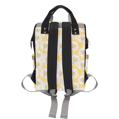 Daisy Yellow Watercolor Print Pattern Diaper Bag Backpack