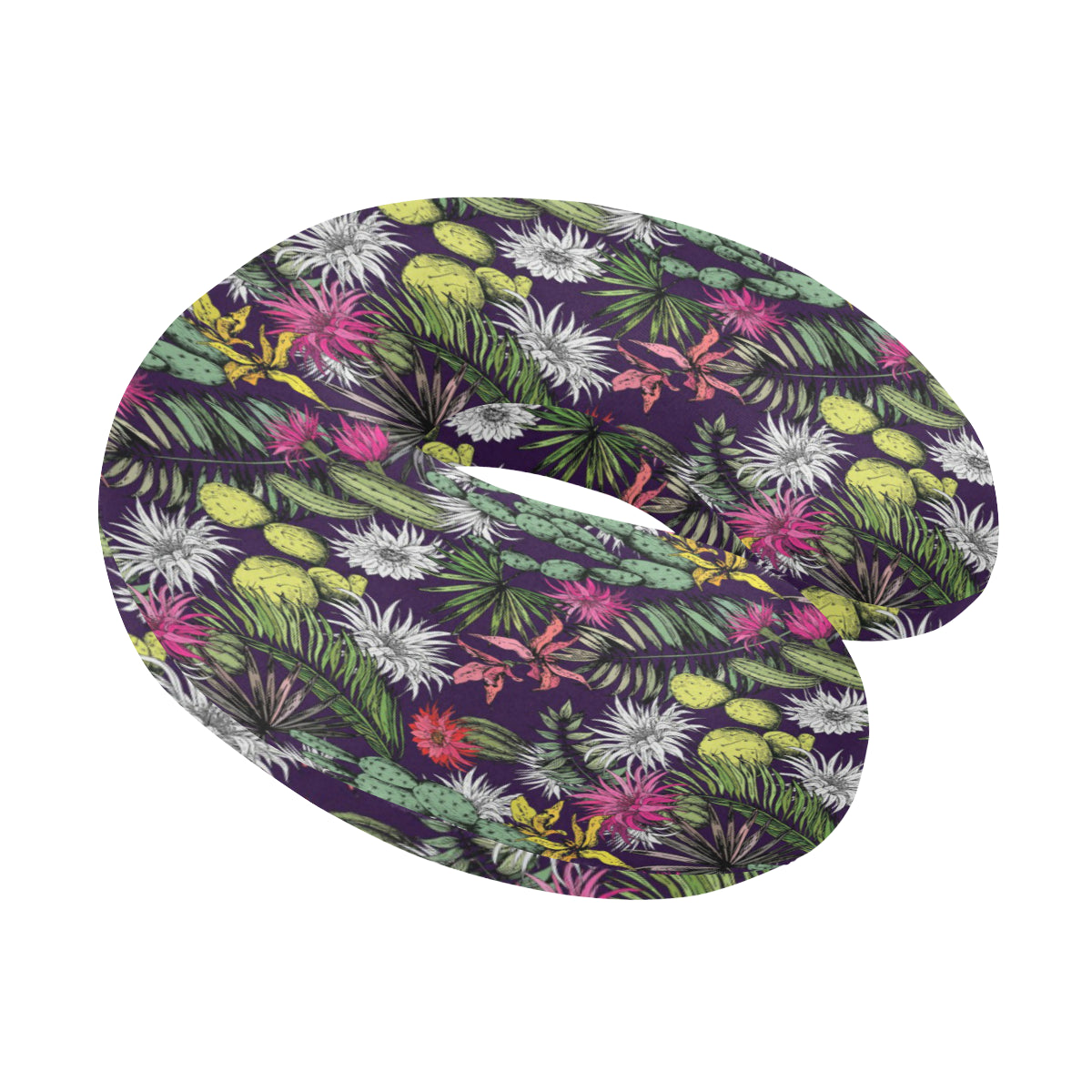 Cactus Pattern Print Design 08 U-Shaped Travel Neck Pillow