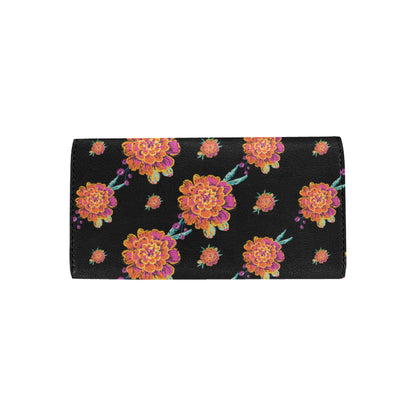 Marigold Pattern Print Design 01 Women's Trifold Wallet