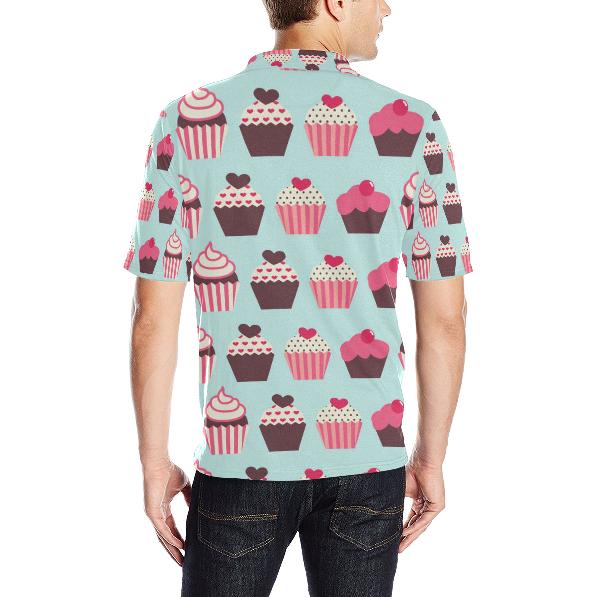 CupCake Print Pattern Men Polo Shirt