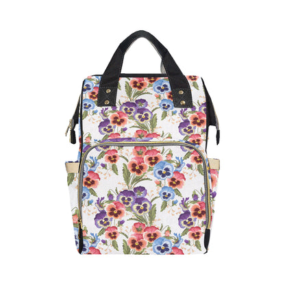 Pansy Pattern Print Design PS06 Diaper Bag Backpack
