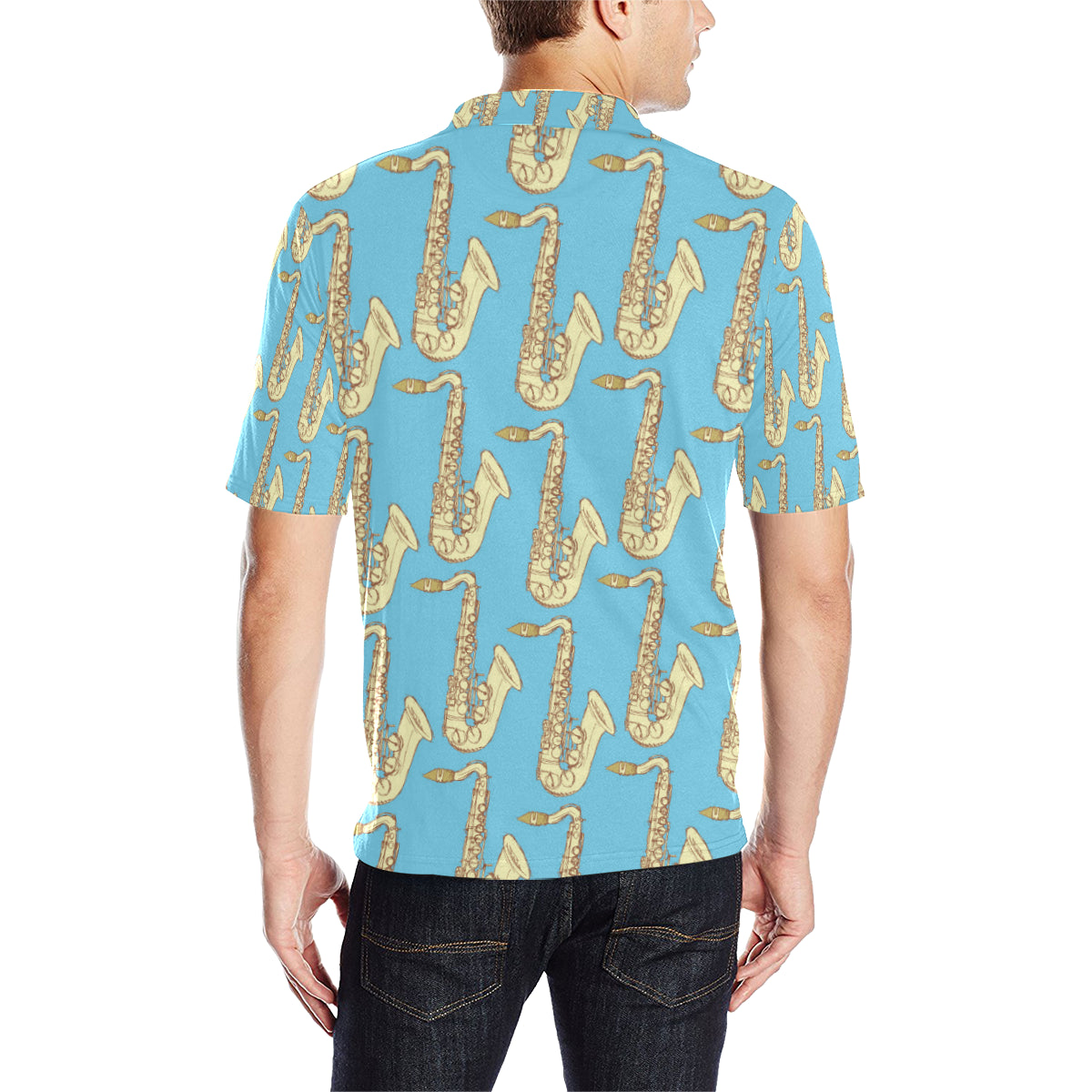 Saxophone Pattern Print Design 03 Men Polo Shirt