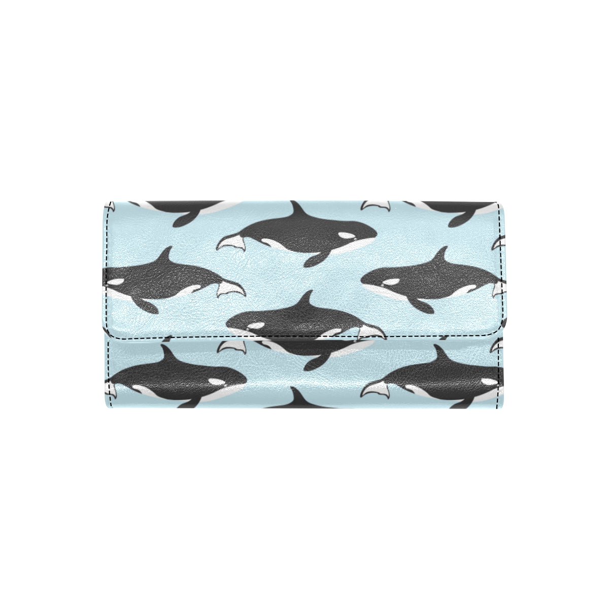 Killer Whale Pattern Print Design 01 Women's Trifold Wallet